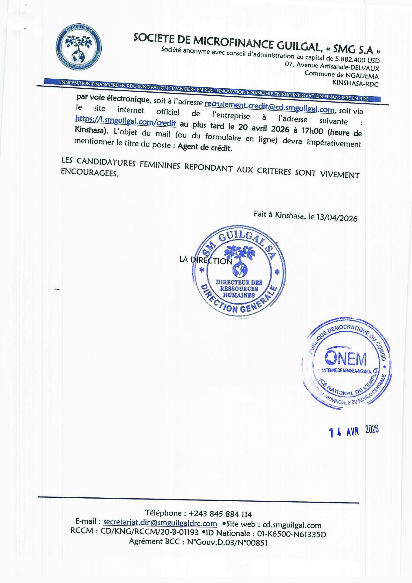 Offre d'emploi agent de crédit page 3