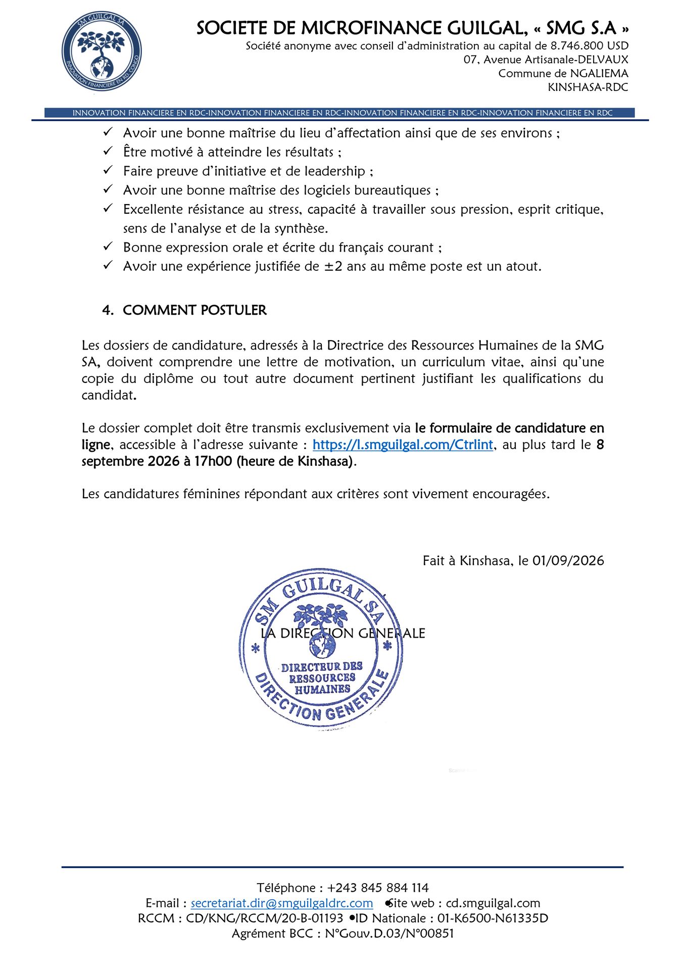 Document de l'offre de contrôleur interne page 2